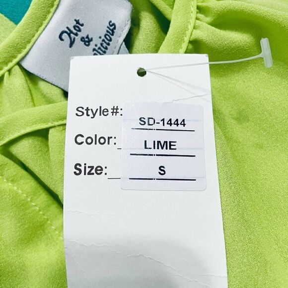 Hot & Delicious Flowy Sleeveless Color Block Neon Green Dress - Picture 7 of 8